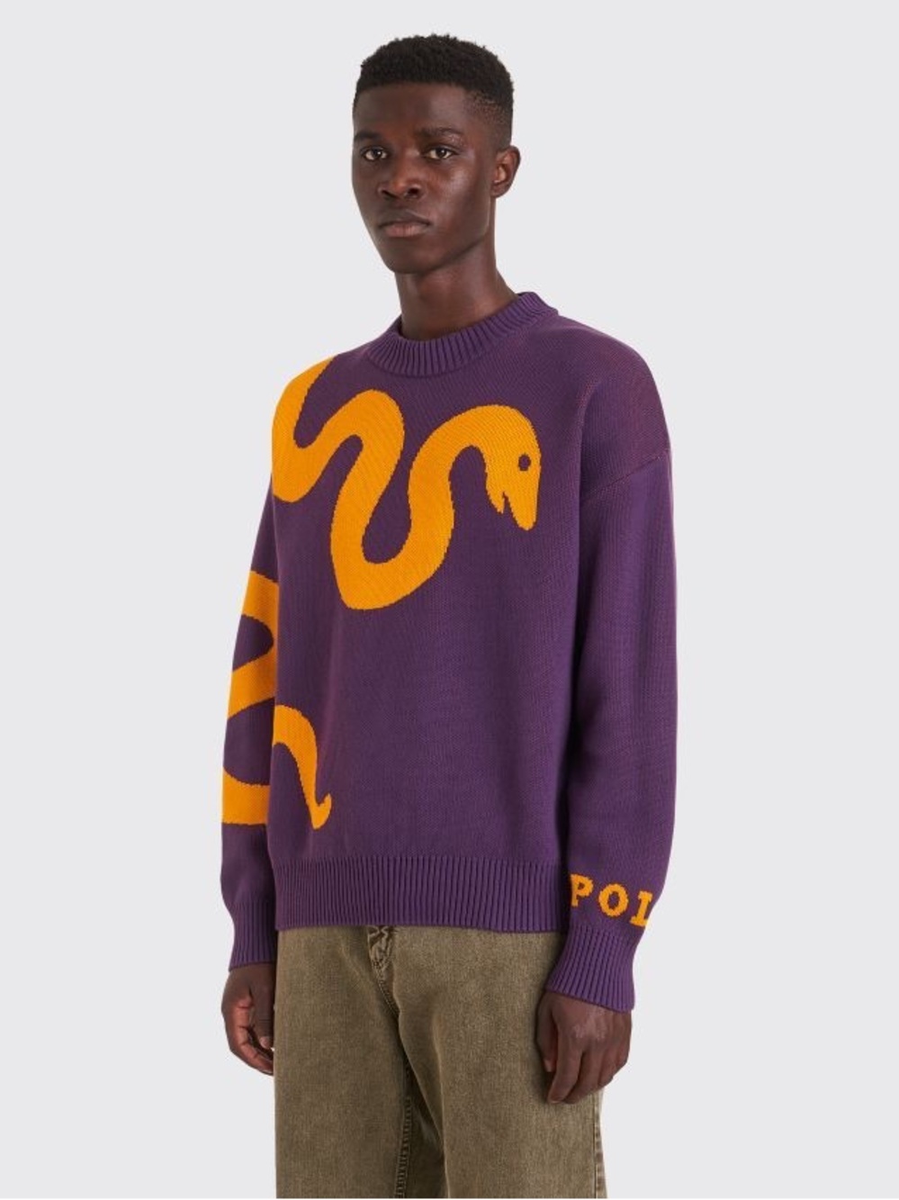 Polar Skate Co Snake Knit Sweater Small Purple Orange Cotton Crewneck